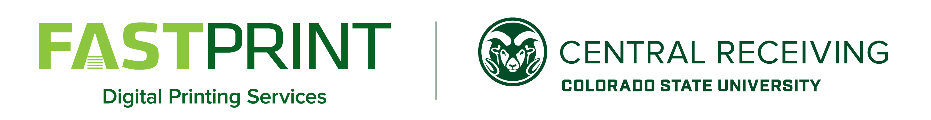 FastPrint Digital Printing Services and Colorado State University Central Receiving with Rams Head Logo