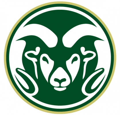 CSU Rams Head in Green with Gold Border